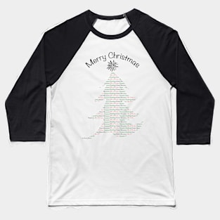 Christmas Tree Text Art Baseball T-Shirt